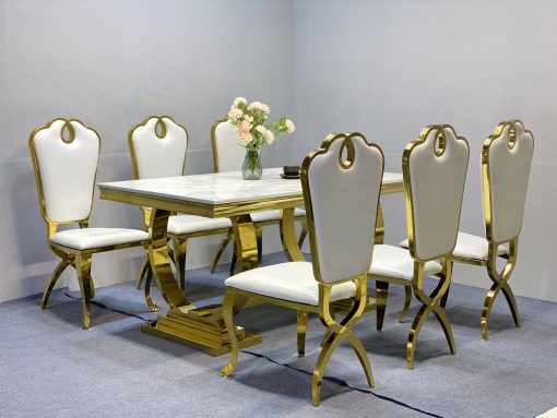 bộ bàn ăn 6 ghế inox thực tế