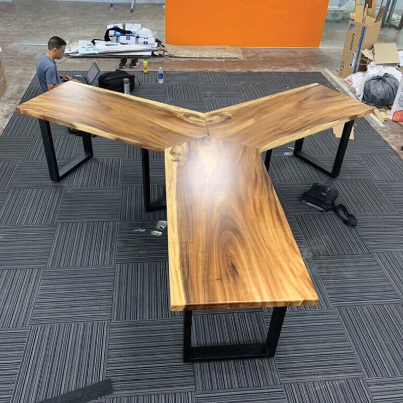 bàn làm việc gỗ tự nhiên 6 người